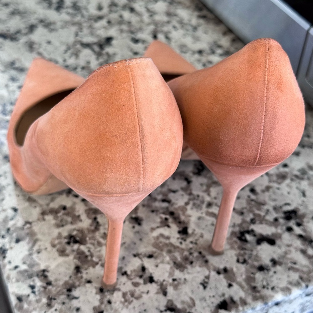Manolo Blahnik Peach Suede Heels